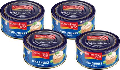 Golden Prize Tuna Chunk In Brine 185Gms Each - Pack of 4 Units Sea Foods