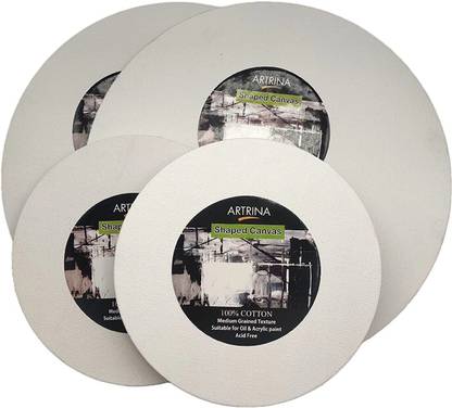 ARTRINA 12'' & 8'' Inch Cotton Medium Grain Pre Stretched Canvas (Set of 4)