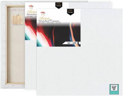VARIETY 4" X 4" STRETCHED CANVAS Cotton Medium Grain Stretched Canvas Board, Pre Stretched Canvas (Set of 2)