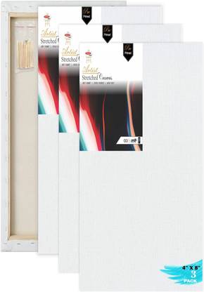 VARIETY 4"X 8" PRE STRETCHED CANVAS ARTIST QUALITY TRIPLE LAYER PRIMED Cotton Medium Grain Stretched Canvas Board, Board Canvas, Pre Stretched Canvas, Canvas Pad (Set of 3)