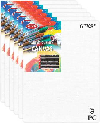 VARIETY 6 X 8 CANVAS BOARD Cotton Medium Grain Board Canvas (Set of 6)
