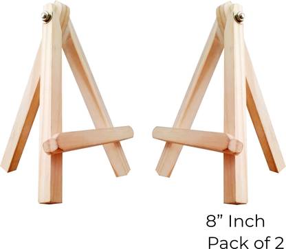 Eduway 8 Inch Mini Wooden Easel Tripod Stand for Art, Painting, Canvas, Pack of 2 Acrylic Medium Grain Board Canvas (Set of 2)