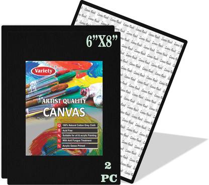 VARIETY 6" X 8" BLACK CANVAS BOARS Cotton Medium Grain Board Canvas (Set of 2)