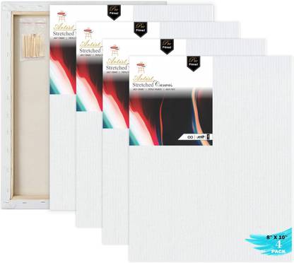 VARIETY 8 X 10 STRETCHED CANVAS Cotton Medium Grain Stretched Canvas Board (Set of 4)