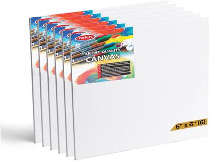 VARIETY 6 X 6 CANVAS BOARD Cotton, Cloth Medium Grain Board Canvas, Primed Canvas Board (Set of 6)