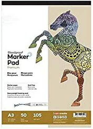 Gold Leaf A3 Premium Bleedproof Marker Pad ( 11.5 X 16.5 ) Inches 50 Sheets Cotton Acid Free Canvas Pad (Set of 1)