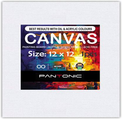 PANTONIC 12 X 12 Artist's CANVAS BOARD TRIPLE LAYER PRIMED Cotton Medium Grain Board Canvas, Primed Canvas Board (Set of 1)
