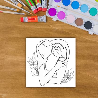 Swister Decor DIY Pre-marked Canvas Base Girl Sketch Design For Painting Cloth Fine Grain Stretched Canvas Board (Set of 1)