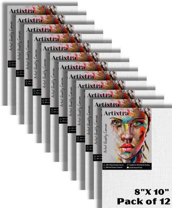 Artixtra CANVAS BOARD 8 X 10 Cotton Medium Grain Board Canvas (Set of 12)