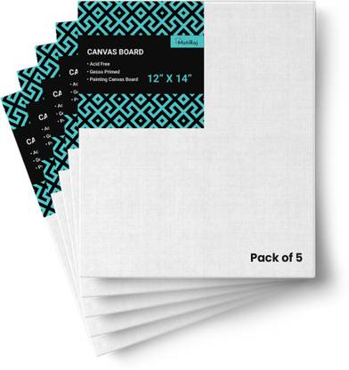 MotiRaj 12X14 INCH Cotton Medium Grain Board Canvas (Set of 5)