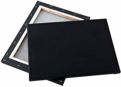 Eascan Art 12" x 12" inch Black Cotton Medium Grain Pre Stretched Canvas (Set of 1)