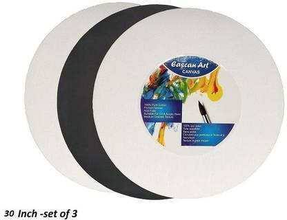 Eascan Art 30 Inch Round Cotton Medium Grain Pre Stretched Canvas (Set of 1)