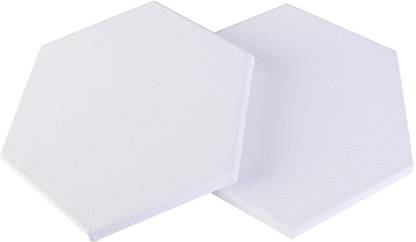 FRKB 8 Inch Hexagon Primed Cotton Pre Stretched Canvas with Wooden Frame White 2pc Cotton Medium Grain Pre Stretched Canvas (Set of 2)