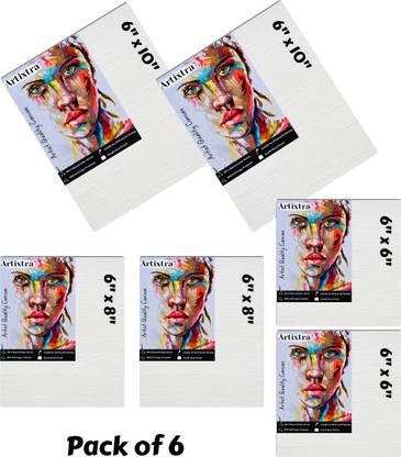 Artixtra 6X10(2) 6X8(2) 6X6(2) Cotton Medium Grain Board Canvas (Set of 6)