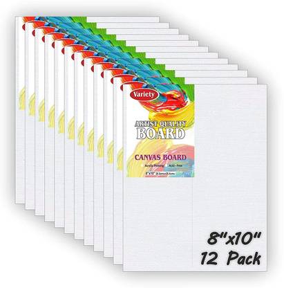 VARIETY 8 X 10 BOARD CANVAS Cotton Medium Grain Board Canvas (Set of 12)