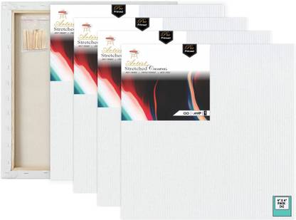 VARIETY 4 X 4 PRE STRETCHED CANVAS Cotton Medium Grain Pre Stretched Canvas (Set of 4)