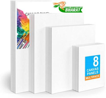 Qatalitic Cotton Canvas Boards for Painting, Pack of 8 Pcs, 100% Cotton Blank Canvases Cloth Acid Free Board Canvas (Set of 8)
