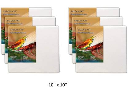 Eascan Art (10'' x 10'') Cotton Medium Grain Primed Canvas Board (Set of 6)
