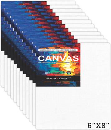 PANTONIC 6 X 8 Artist's CANVAS BOARD TRIPLE LAYER PRIMED Cotton Medium Grain Board Canvas, Primed Canvas Board (Set of 12)