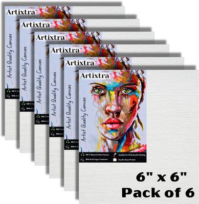 Artixtra Canvas Board 6 X 6 Cotton Medium Grain Board Canvas (Set of 6)
