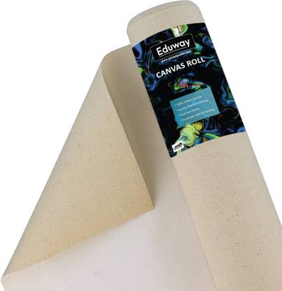 Eduway Cotton Canvas Roll for Painting, Artist Series, White, Width 12" Inch Cotton Grain Canvas Roll (Set of 1)