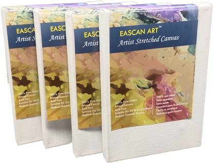 Eascan Art 6" X 8" Cotton Medium Grain Pre Stretched Canvas (Set of 4)
