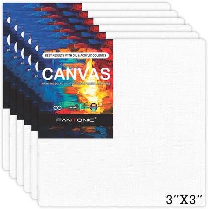 PANTONIC 3 X 3 Artist's CANVAS BOARD TRIPLE LAYER PRIMED Cotton Medium Grain Board Canvas, Primed Canvas Board (Set of 6)