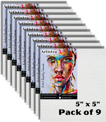 Artixtra CANVAS BOARD 5 X 5 Cotton Medium Grain Board Canvas (Set of 9)