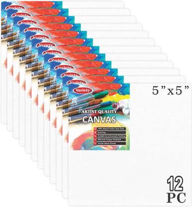 VARIETY 5 X 5 CANVAS BOARD Cloth Medium Grain Board Canvas (Set of 12)