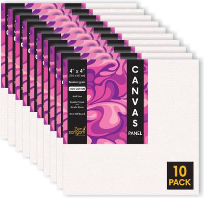 Zen Sangam Express your Mind 1 Acrylic Medium Grain Stretched Canvas Board (Set of 10)