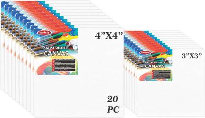 VARIETY 3 X 3 & 4 X 4 CANVAS BOARD Cloth Medium Grain Board Canvas (Set of 20)