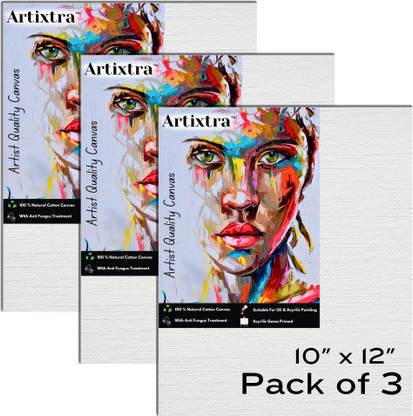 Artixtra CANVAS BOARD 10 X 12 Cotton Medium Grain Board Canvas (Set of 3)