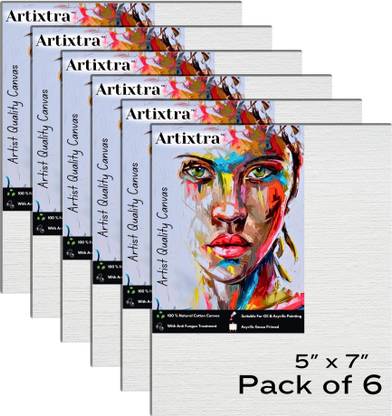 Artixtra CANVAS BOARD 5 X 7 Cotton Medium Grain Board Canvas (Set of 6)