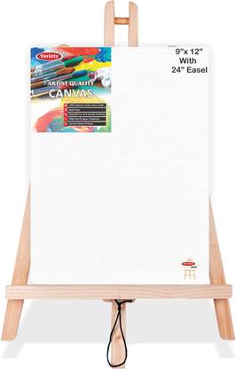 Variety Canvas 9x12 Canvas Board with 24 inch Easel Cotton Medium Grain Board Canvas (Set of 1)
