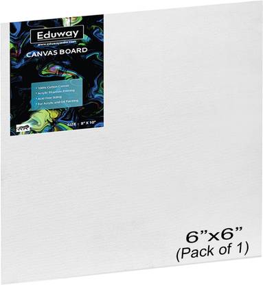 Eduway 6x6 Inch Premium Quality Pre-Primed Cotton Canvas Board for Artists & Beginners Cotton Medium Grain Primed Canvas Board (Set of 1)