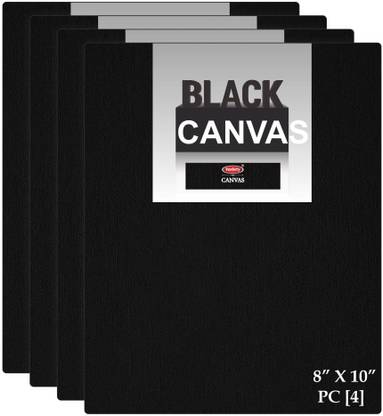 VARIETY 8" X 10" BLACK CANVAS BOARD Cotton Medium Grain Board Canvas, Primed Canvas Board (Set of 4)