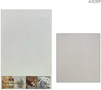 KTrading A4 Coral Canvas Milky White Drawing Texture Paper Acrylic Fine Grain Canvas Pad (Set of 25)