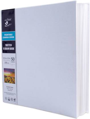 LITTLE BIRDIE Art Story Paintable Canvas Hard Bound Sketch and Drawing 150gsm 50 Plain Sheets Cotton Acid Free Canvas Pad (Set of 1)