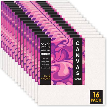 Zen Sangam Express your Mind 1 Acrylic Medium Grain Stretched Canvas Board (Set of 16)