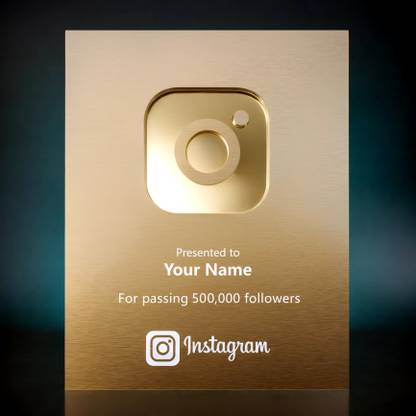 Creator Awards Instagram Golden Play Button, Instagram Milestone Award, Instagram Creator Award Acrylic Acrylic Coated Acrylic Primed Board (Set of 1)