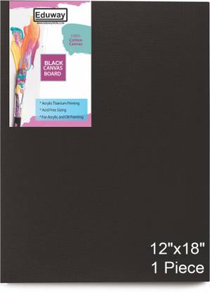 Eduway 12x18 inch Cotton Black Canvas Board-Pack of 1,(20x25 cms) with 4mm Cotton Medium Grain Board Canvas (Set of 1)