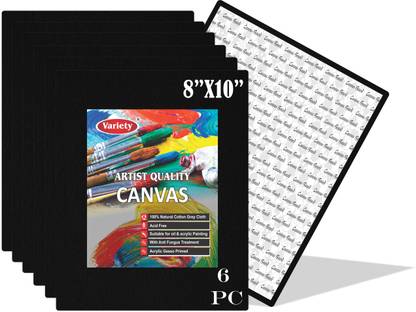 VARIETY 8 X 10 BLK CANVAS BOARD Cotton Medium Grain Board Canvas (Set of 6)