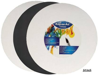 Eascan Art 14 inch Round Cotton Grain Stretched Pre Stretched Canvas (Set of 3)