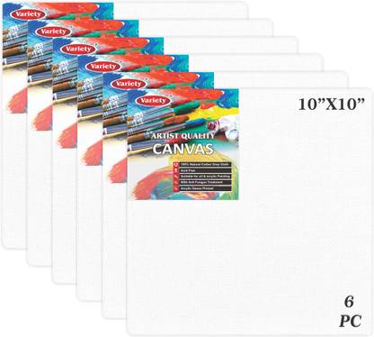 VARIETY 10 X 10 Canvas Board Cotton Medium Grain Board Canvas (Set of 6)