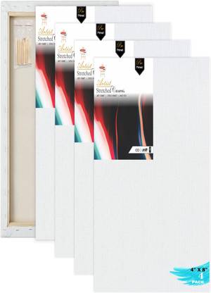 VARIETY 4 X 8 STRETCHED CANVAS Cotton Medium Grain Stretched Canvas Board (Set of 4)