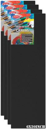 VARIETY 6" X 20" BLACK CANVAS BOARD Cotton Medium Grain Board Canvas, Primed Canvas Board (Set of 4)