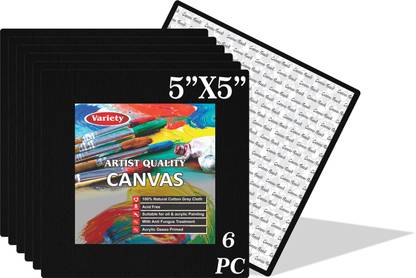 VARIETY 5 X 5 BOARD CANVAS Cotton Medium Grain Board Canvas (Set of 6)