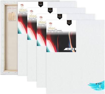 VARIETY 5 X 7 STRETCHED CANVAS Cotton Medium Grain Stretched Canvas Board (Set of 4)