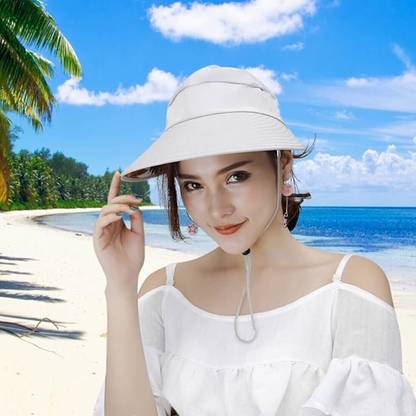 Zonkar Grey Open Head Wide Brim Beach Hat Adjustable�Girls Woman Solid Sun Visor Cap Solid Visor Cap Cap