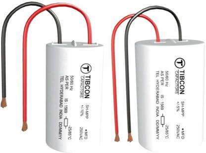PMW Tibcon - Plastic 2.5 MFD Capacitor for Ceiling Fan and Mini Cooler Motor (White) -2 Pieces Power Capacitor